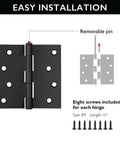 Four Inch Matte Black Interior Door Hinges Value Pack With Three Heavy Duty Leaves Pre Lubricated For Dead Silent Swing installation image.