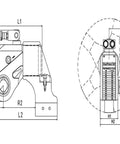 Adjustable Hydraulic Torque Wrench With Two Point Five Inch Square Drive and Precision Aluminum Build for Heavy Duty Industrial Fastening - Dimensions and Details