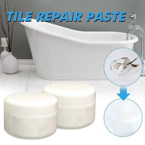 Ceramic Tile Repair Kit 2 Pack Quick Drying Adhesive For Cracks And Chips DIY Friendly Easy To Use Mending Agent For Porcelain Tiles Restores Natural Beauty With Strong Adhesion, shown in bathroom setting