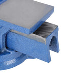 Close-up of Heavy Duty Cast Iron Table Vise With 8 Inch Jaw Width and Wide 150mm Opening for Milling Drilling Machines.