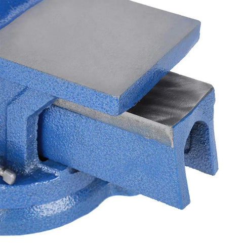 Close-up of Heavy Duty Cast Iron Table Vise With 8 Inch Jaw Width and Wide 150mm Opening for Milling Drilling Machines.