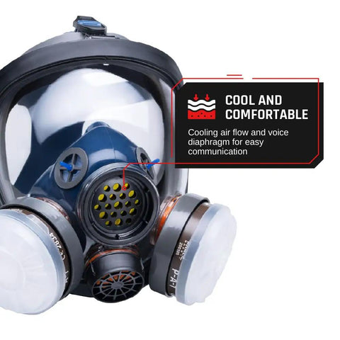 Pro Grade Full Face Air Purifying Respirator Mask With Activated Carbon Filters For Organic Vapors And Particulates, PT 100 Safety Gear For Painting, Construction, Mining, Auto Work And More CE Tested