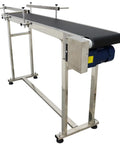 110V PVC Belt Conveyor With Double Guardrail, 59 Inch Length, 7.8 Inch Wide Belt, Anti Static Industrial Grade Belt, Stainless Steel Frame, Adjustable Speed For Efficient Industrial Transport