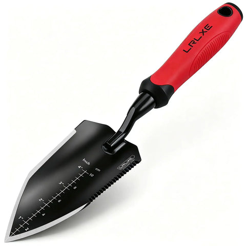 Heavy Duty Stainless Steel Garden Trowel With Non Slip Rubber Handle For Digging Weeding Transplanting And Soil Scooping Serrated Three Inch Edge For Cutting Roots And Weeds Built Tough Workhorse For Rocky Dirt