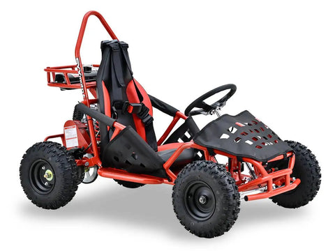 Red and Black Off Road Go Kart With Roll Cage 50cc Gas Powered Single Seat Racing Buggy for Youth and Adults Durable Frame