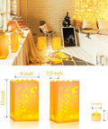 Lit Butterfly Luminary Bags And Flameless LED Tealights Set Of 50 Each White Outdoor Lanterns For Christmas Thanksgiving Decorations Garden Pathway Lighting displayed in a cozy room.