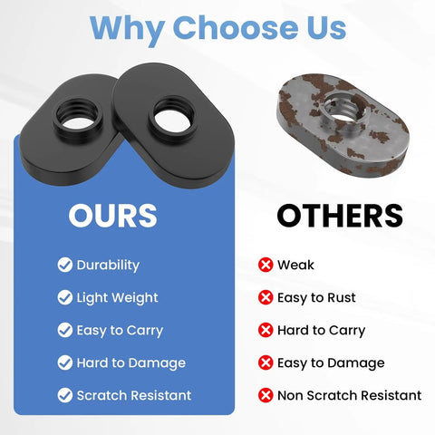 Comparison of black zinc plated T-slot nuts with rusted alternatives, highlighting durability and scratch resistance for aluminum extrusion use.