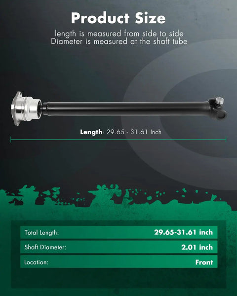 Front Driveshaft Assembly For Hummer H3 And H3T 2006 To 2010 29.65 To 31.61 Inch Prop Shaft Upgrade Heavy Duty Drive Shaft For 3.5L 3.7L 5.3L V8 Off Road Ready, black steel shaft shown with 29.65-31.61 inch length and 2.01 inch diameter