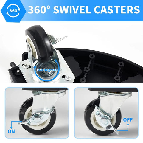 Close-up of 360-degree swivel caster wheels with lockable brakes on Heavy Duty Plant Caddy With Wheels For Indoor Outdoor Use