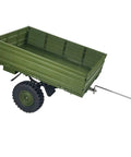 Rock Solid One Twelfth Scale Unimog Rc Truck Cargo Trailer Drop In Replacement Parts Heavy Duty DIY Upgrade Kit for Remote Control Crawler Rigs with slick green finish, open cargo bed.