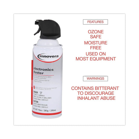 Two Pack 10 Oz Compressed Air Duster With Removable Straw For Pinpoint Cleaning Of Electronics PCs And Keyboards Ozone Safe