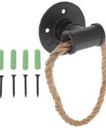 Vintage Rope Cabinet Pulls Black Iron Rustic Drawer Handles shown with installation screws
