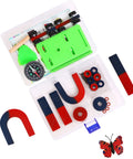 Magnetism Science Kit for Kids and Teens, Hands On STEM Education Tool With Bar, Horseshoe and Ring Magnets Plus Compass