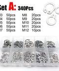 Massive M3 To M20 Assortment Kit Set With 340 And 910 Pieces In Black 65Mn stainless steel snap rings in plastic organizer