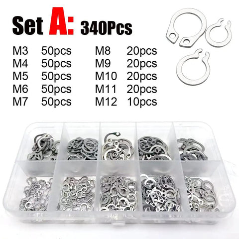 Massive M3 To M20 Assortment Kit Set With 340 And 910 Pieces In Black 65Mn stainless steel snap rings in plastic organizer