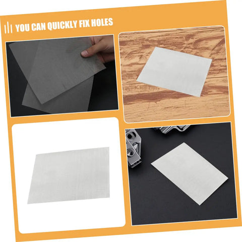 4 Pack Quick Bumper Repair Mesh Stainless Steel Sheet For Car Bumper Auto Repair Kit sheets displayed on different surfaces