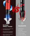 Front view of RLVKEAZ 12-pc impact security Torx bits; left shows red impact driver bit, right shows standard bit