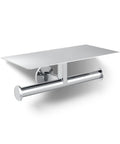 Components Covered Double Toilet Tissue Holder With Top Tray, Premium Metal Bath Accessory Built To Hold Two Rolls, polished chrome
