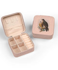 Pink Travel Jewelry Case With Soft Plush Interior For Rings And Small Jewelry Compact Four By Four By Two Inches Peregrine Falcon Birds Of Prey
