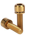 Top Shelf Titanium Bike Bolts M6 Hex Socket Screws Pack Of Four gold anodized high strength bolts with hex drive.