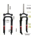 Front view of Beefy 26 Inch Fat Bike Fork 4.0 Suspension with 1 1 8 Headset, 135mm Dropout, 130mm Travel, and disc brake compatibility.