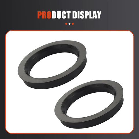 Sweet Four Piece Hub Centric Rings Convert 60MM Hub To 75MM Wheel Bore With Tough ABS Plastic Universal Fit, two black rings.
