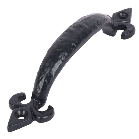 Trishul Iron Pull Handles 6 Inch for Kitchen Cabinets Drawers Gates Barn Doors Pack of 2 Antique Black Powder Coated Finish