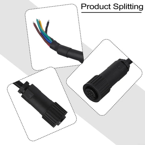 Rock Solid Seven Pin Proportional Valve Connector With One Meter Rvvp Cable Ip67 Weatherproof Plastic Housing close-up with wires.