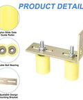 Two Set Heavy Duty Gate Guide Roller Kit With Nylon Rollers And L Shaped Brackets For Sliding Doors, Yellow, product details