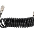 Hardcore Heavy Duty Coiled Air Hose 3 Meter Long Reinforced Premium Rubber Steel Build Resists Kinks Oils And Grease For Garage Shop Pneumatic Auto Repair Tasks Easy Flexibility Super Awesome For Mechanics And DIY Projects black coiled hose with steel fittings