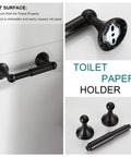 Close-up of wall-mounted oil rubbed bronze toilet paper holder from 4 piece bathroom hardware set, durable and stylish.