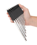 Hand holding Ball End Hex Key Set, 13-Piece For Off-Center Access With Chamfered Ends To Cut Wear, Includes 0.050 In To 3/8 In Sizes