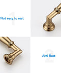 10 Pack Five Inch Champagne Bronze Cabinet Pulls Solid Zinc Alloy with anti-rust feature, close-up views of handle ends.