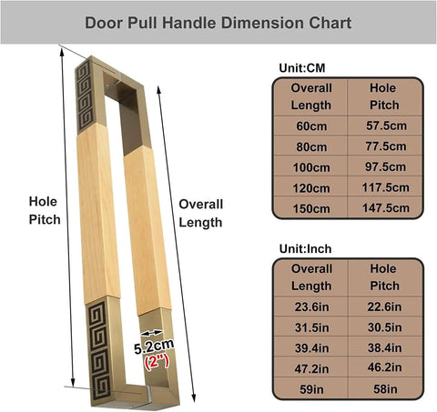 Beefy Modern Entry Door Handle Pull Set Heavy Duty Door Handles With Natural And Gold Finish 59 Inch Long Stainless Steel And Wood Pulls