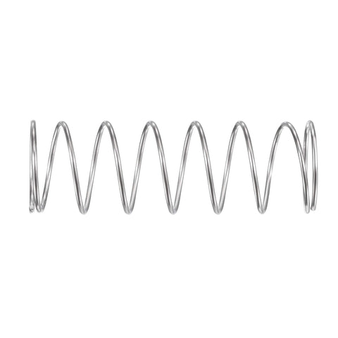 Beefy Stainless Steel Heavy Duty Compression Spring 304, 18mm Outer Diameter, 1mm Wire, 50mm Free Length, silver tone side view