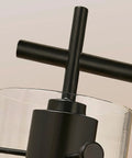 Close-up of matte black fixture and clear glass shade on Three Light Matte Black Vanity Light With Clear Glass Shades For Bathroom Mirror Over Vanity And Beyond Perfect Wall Sconce For Bedroom Living Room Hallway.