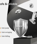 Safety features of Six Foot Top Mount Stainless Steel Sliding Barn Door Hardware Track Kit for anti-jump, anti-swinging, and anti-falling.