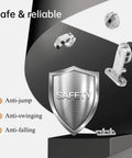 Components of 6.6 Foot Top Mount Stainless Steel Sliding Barn Door Hardware Track Kit with safety features.