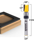 Pro Grade Router Bits Flush Trim Pattern Set Featuring Two Solid 1/4 Inch Shank Cutters And Durable Tungsten Carbide Edges For Knockout Cabinet Work That You Will Simply Love, showing 3/8" cutter.