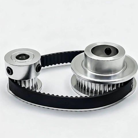 Check Out This Sick 2GT Timing Pulley Kit With 20T And 40T Gears For A Sweet 2 To 1 Speed Reduction Including 6mm Belt Width Multi Bore Transmission Wheels That Will Make Your Build Run Smooth As Butter. 2GT timing pulley kit, aluminum, with GT2 belt for CNC automation