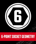 Symbol showing 6-point socket geometry of Deep 3/8 Inch Drive Socket Set, 12 Piece, 6 Point High Torque Sockets With Magnetic Rail