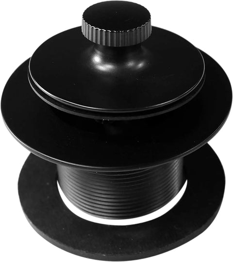 1-3/8 Inch Fine Thread Twist And Close Bathtub Drain Trim With One Hole Overflow Faceplate Matte Black top view