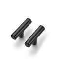 Matte Black Stainless Steel Cabinet Pulls Two Inch Length Half Inch Diameter One And One Quarter Inch Projection 30 Pack