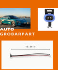 Brake fluid level sensor connector pigtail wiring harness; blue 2-pin plug; 10.58 in length with black and red wires
