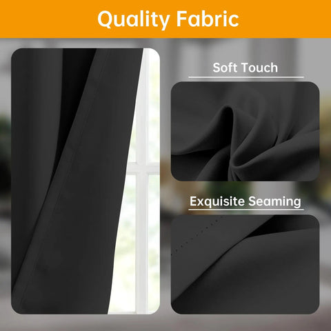 Easy Install Room Divider Curtains With Flexible Ceiling Track Set For Ceiling Mount Smooth Sliding Blackout Panels For Living Room And Bedroom Privacy Includes Black Drape And Black Rail Size W100 X H84, black fabric close-up