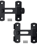 2 Pack Sliding Barn Door Lock Hardware Carbon Steel With Matte Black Finish With screws visible for installation