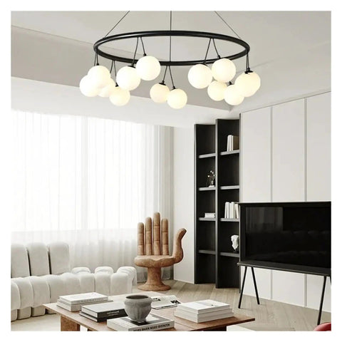 Sleek Black Glass Pendant Light For Kitchen And Bedroom Dope Modern LED Ceiling Chandelier Hanging Light Fixture For Home Decor