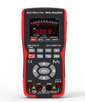 Front view of 2 In 1 Oscilloscope Multimeter with 2.8 Inch IPS Display, 9999 Counts, showing 220V voltage reading.