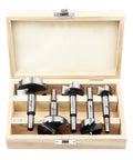 5 Piece Forstner Bit Set For Woodworking With Round Shank High Speed Carbon Steel Drill Bits For Precise Wood Holes in wooden case