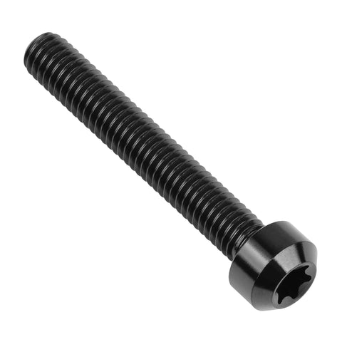 Black titanium-coated M6 screw with Torx-square drive and threaded body